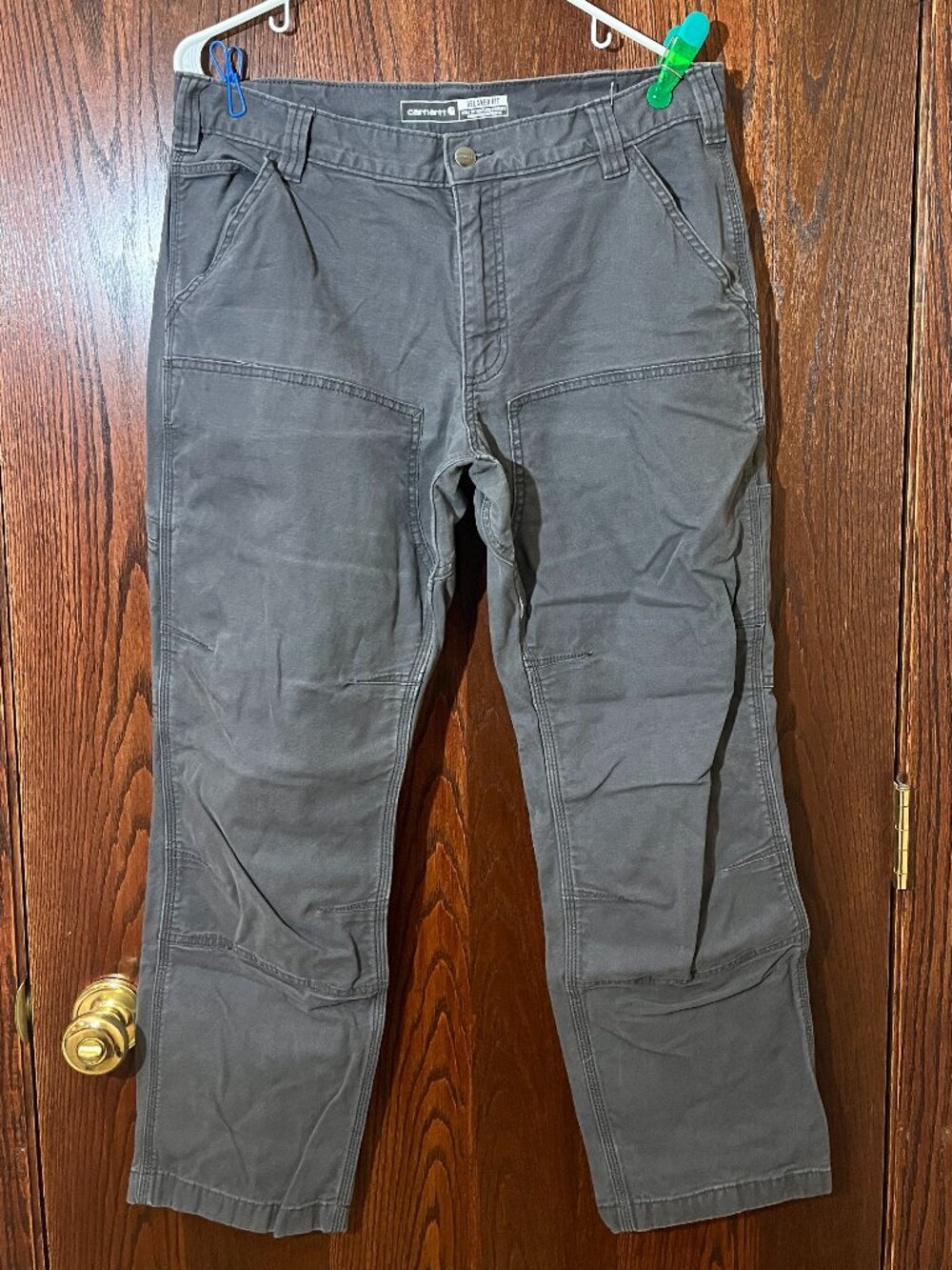 Carhartt double front dungaree - grey/blue - 34 x 30
